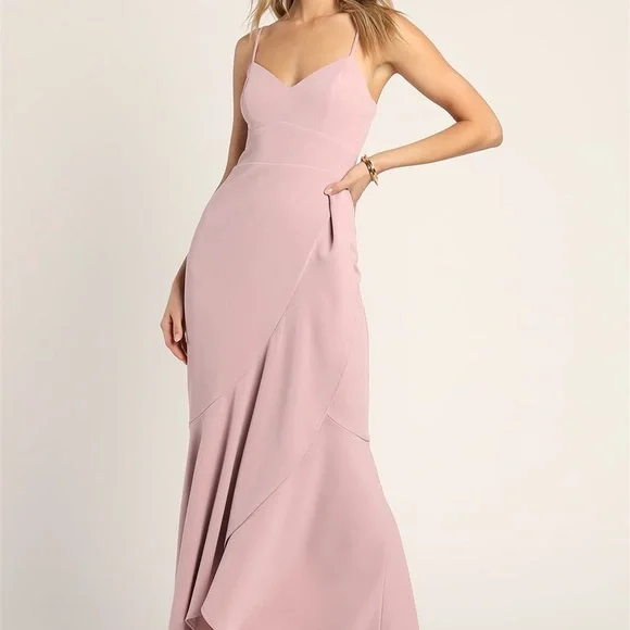 Lulus | Dresses | Almost New Dusty Lavender Ruffled Mermaid Maxi Dress |  Poshmark